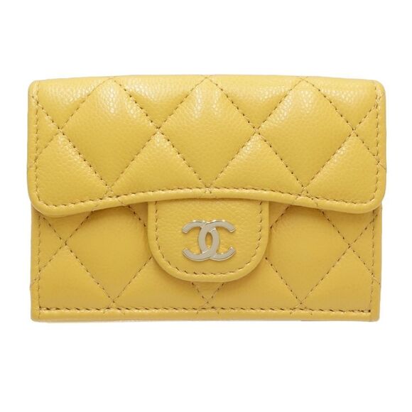 CHANEL Handbags - CHANEL Authentic Yellow Caviar Leather Wallet